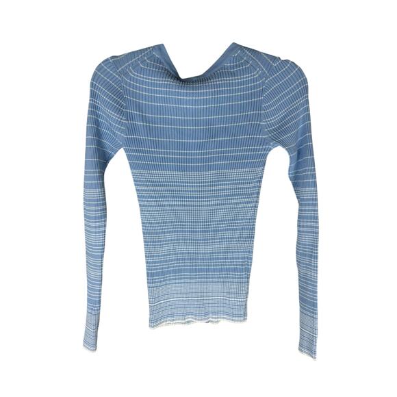 Staud Cargo Sweater Cardigan Ribbed Knit Striped Quiet Luxury French Blue Size L - Picture 6 of 9